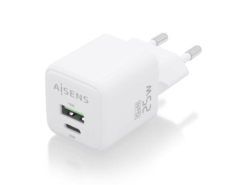 Зарядно за стена Aisens ASCH-25W2P014-W Бял 25 W (1 броя) Зарядно за стена Aisens ASCH-25W2P014-W Бял 25 W (1 броя)