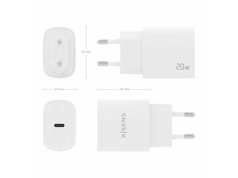 Зарядно за стена Aisens A110-0752 Бял 20 W (1 броя)