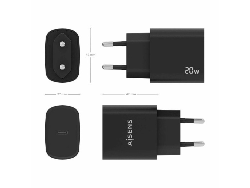 Зарядно за стена Aisens A110-0753 Черен 20 W (1 броя)