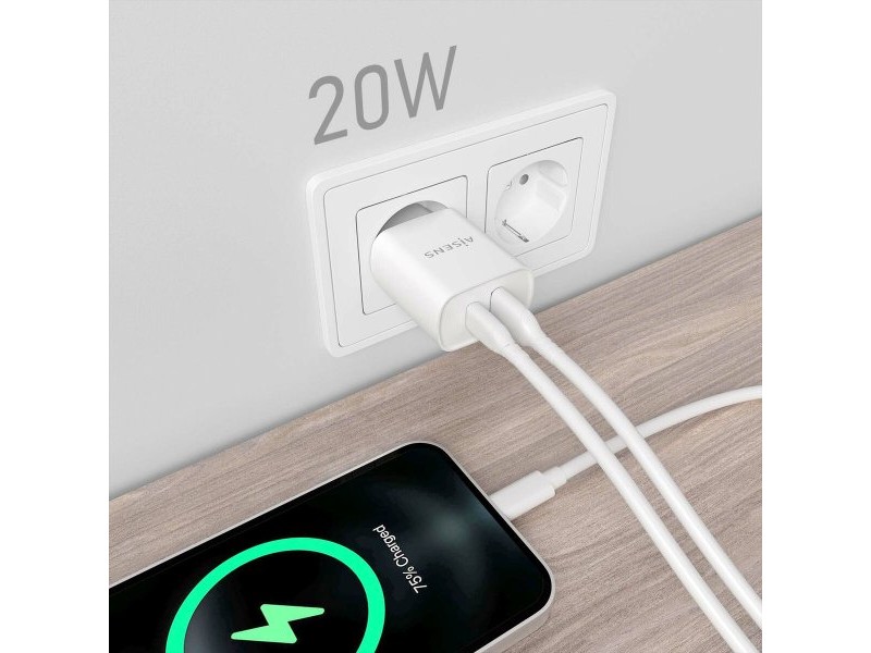 Зарядно за стена Aisens A110-0754 Бял 20 W (1 броя) Зарядно за стена Aisens A110-0754 Бял 20 W (1 броя)