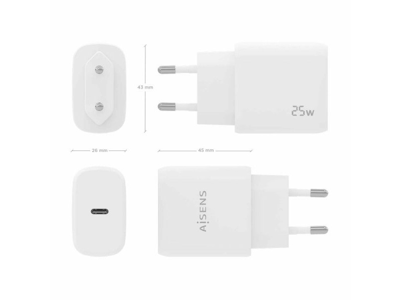 Зарядно за стена Aisens A110-0756 Бял 25 W (1 броя)
