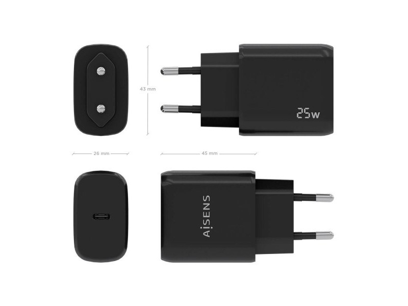 Зарядно за стена Aisens A110-0757 25 W Черен (1 броя)