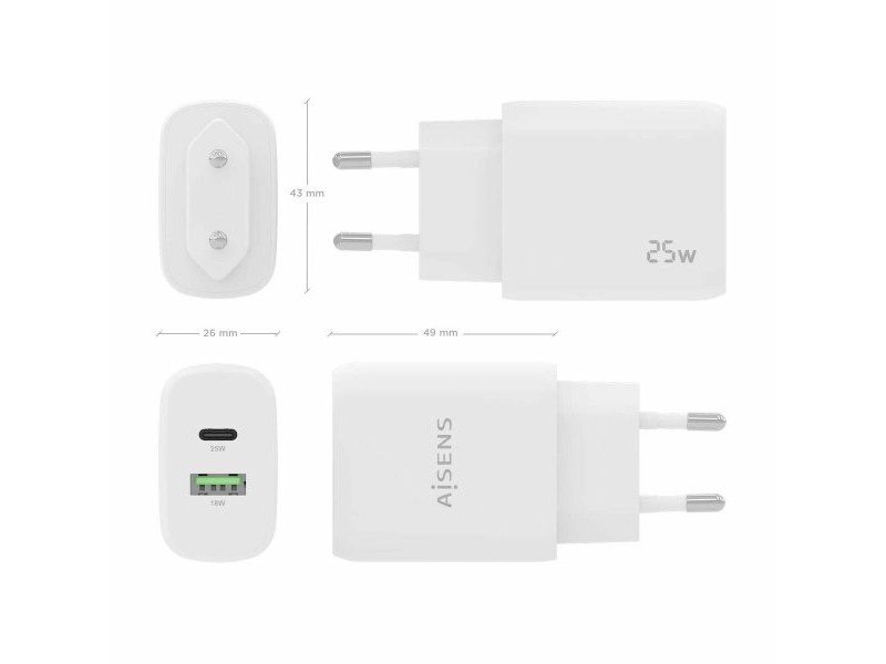 Зарядно за стена Aisens A110-0758 Бял 25 W (1 броя)