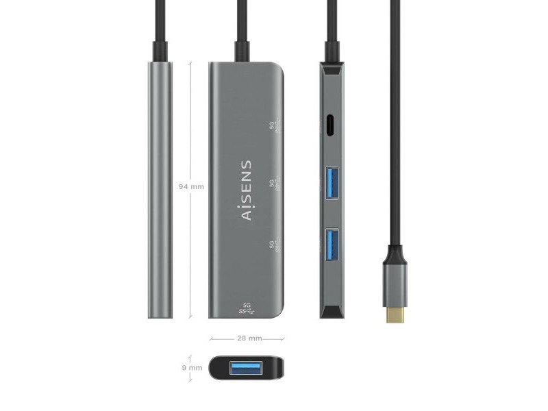 USB извод Aisens A109-0762 Сив (1 броя)
