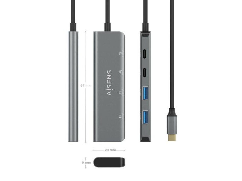 USB извод Aisens A109-0763 Сив (1 броя)