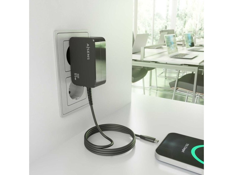 Зарядно за стена Aisens ASCH-1PD65WL033-BK Черен 65 W (1 броя)