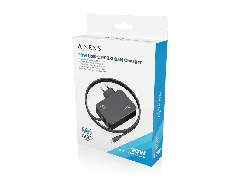 Зарядно за стена Aisens ASCH-1PD90WL034-BK Черен 90 W (1 броя)