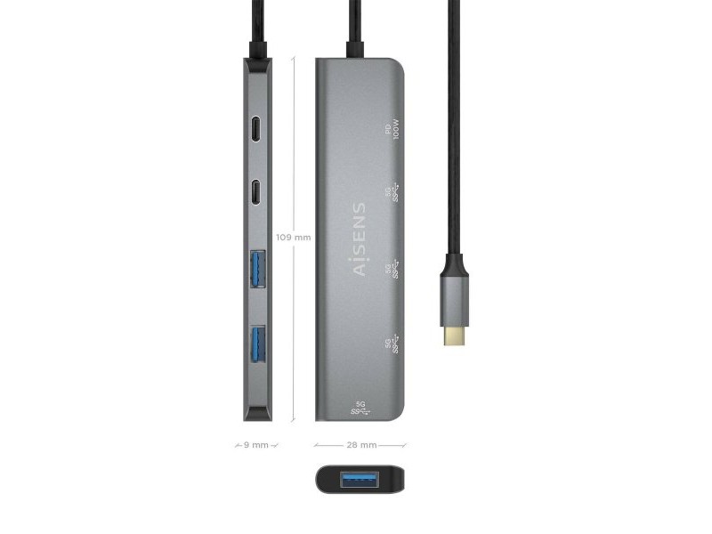 USB извод Aisens A109-0857 Сив (1 броя)