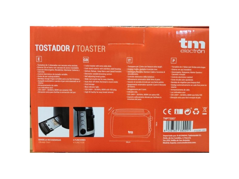 Тостер TM Electron 800W 1400 W