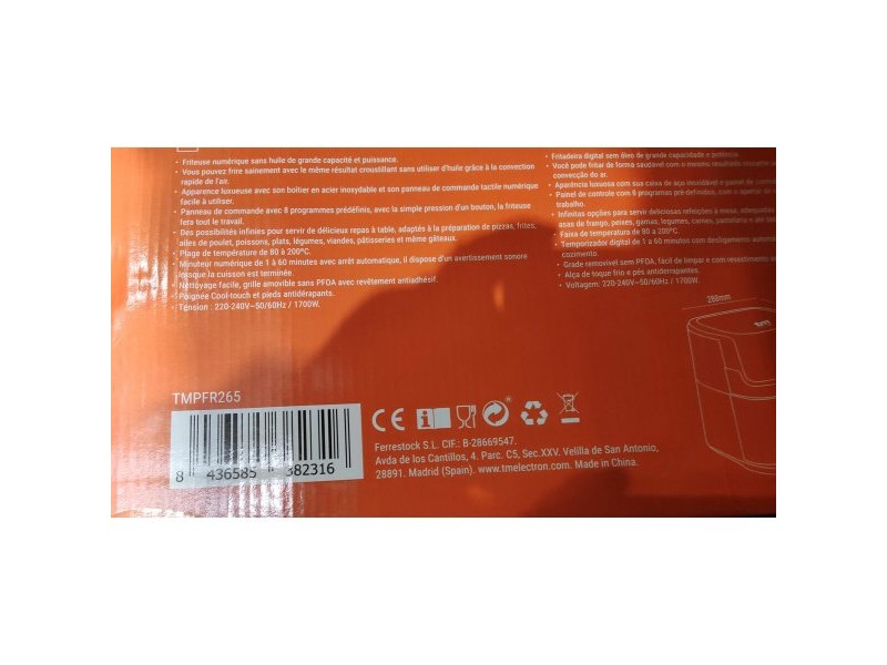 въздушен фритюрник TM Electron 1700 W 6,5 L