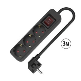 Табло с 3 гнезда с бутон за включване TM Electron 3680 W Черен (3 m)