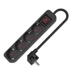 Табло с 4 гнезда с бутон за включване TM Electron 3680 W Черен (1,5 m)