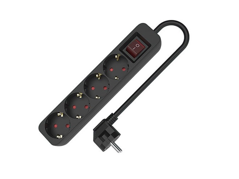 Табло с 4 гнезда с бутон за включване TM Electron 3680 W Черен (1,5 m)