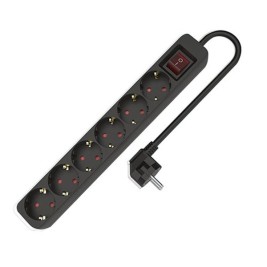 Контакт - 6 изхода с копче TM Electron 3680 W Черен (1,5 m)