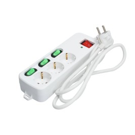 Табло с 3 гнезда с бутон за включване TM Electron 3680 W Бял (1,5 m)