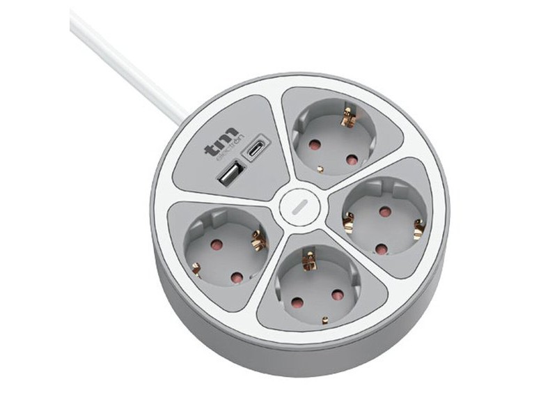 Табло с 4 гнезда с бутон за включване TM Electron 3680 W Бял Сив 30 W (1,5 m)