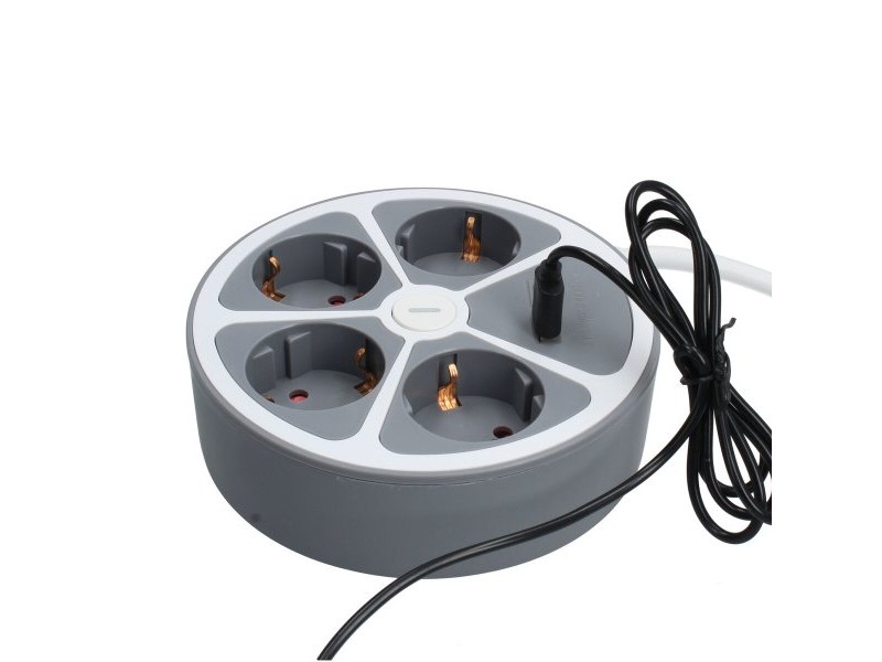Табло с 4 гнезда с бутон за включване TM Electron 3680 W Бял Сив 30 W (1,5 m)