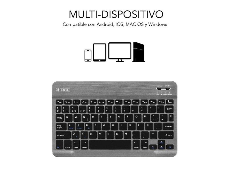 Клавиатура Subblim SUB-KBT-SM0002 Сив Испанска Qwerty