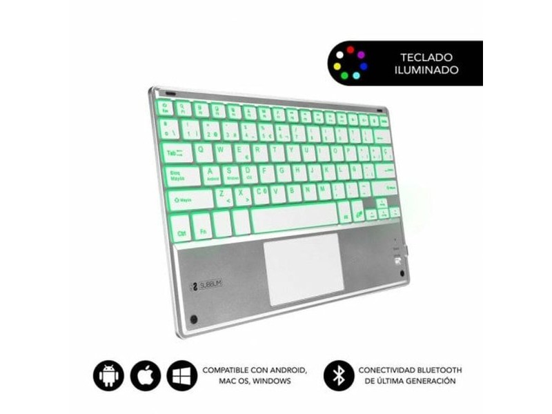Клавиатура с тъчпад Subblim SUB-KBT-SMBT50 Сребрист Испанска Qwerty QWERTY