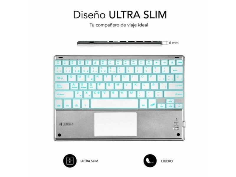 Клавиатура с тъчпад Subblim SUB-KBT-SMBT50 Сребрист Испанска Qwerty QWERTY