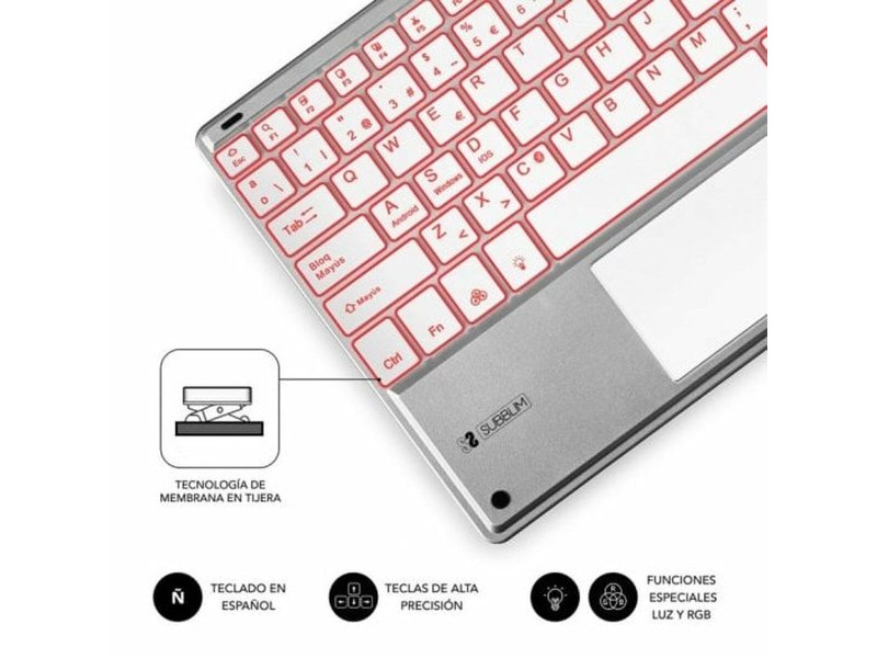 Клавиатура с тъчпад Subblim SUB-KBT-SMBT50 Сребрист Испанска Qwerty QWERTY