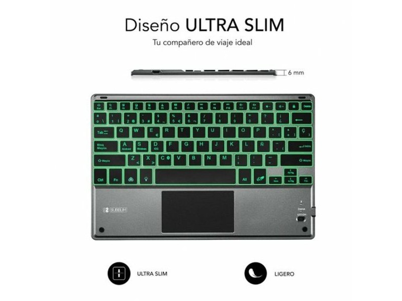 Клавиатура с тъчпад Subblim SUB-KBT-SMBT51 Сив Многоцветен Испанска Qwerty QWERTY