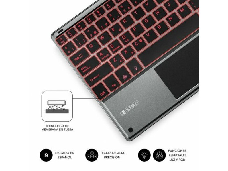 Клавиатура с тъчпад Subblim SUB-KBT-SMBT51 Сив Многоцветен Испанска Qwerty QWERTY