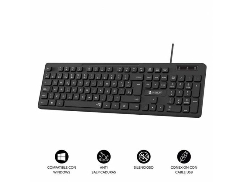 Цифрова клавиатура Subblim SUBKBC-0SSK50 Черен Испанска Qwerty QWERTY