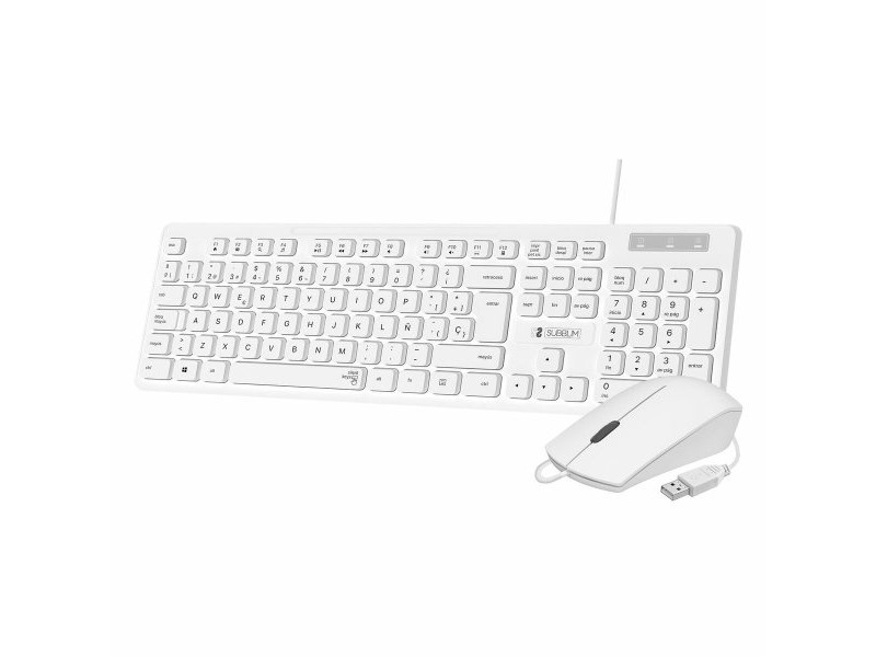 Клавиатура с мишка Subblim SUBKBC-CSSK02 Бял Испанска Qwerty QWERTY