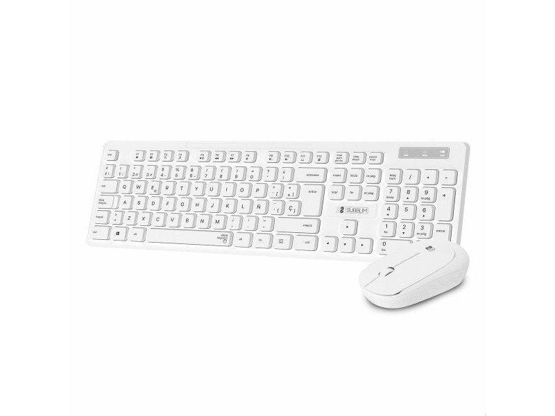 Kлаиатура с безжична мишка Subblim SUBKBC-CSSW11 Бял Испанска Qwerty