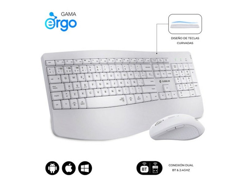 Клавиатура с мишка Subblim OFFICE PROWAVE Бял Испанска Qwerty QWERTY