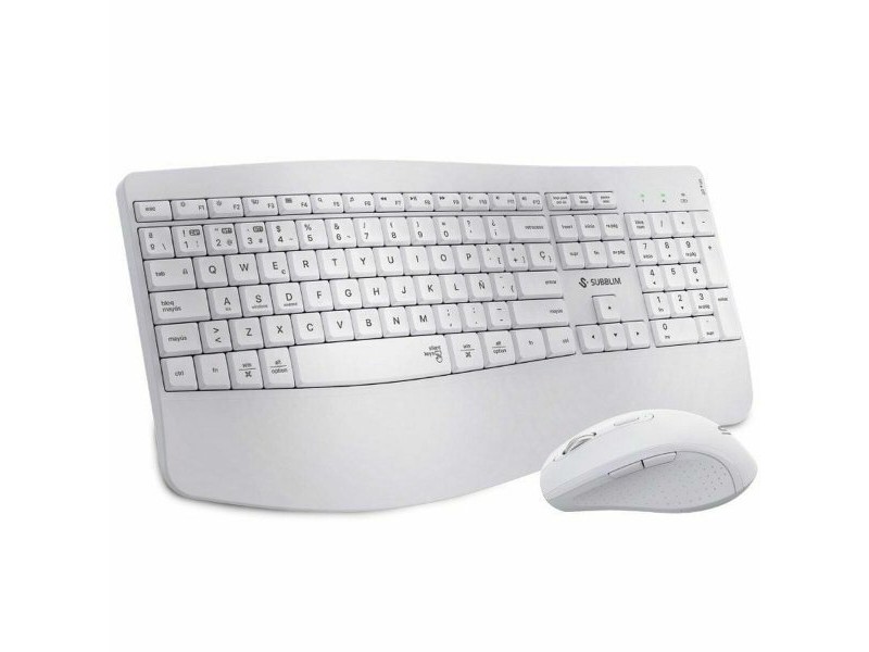 Клавиатура с мишка Subblim OFFICE PROWAVE Бял Испанска Qwerty QWERTY