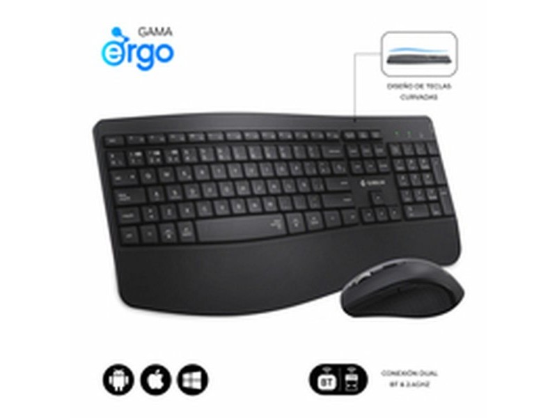 Клавиатура с мишка Subblim OFFICE PROWAVE Черен Испанска Qwerty QWERTY