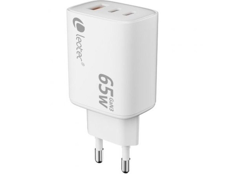 Зарядно за стена LEOTEC LECSPH65W3W2 65 W Бял