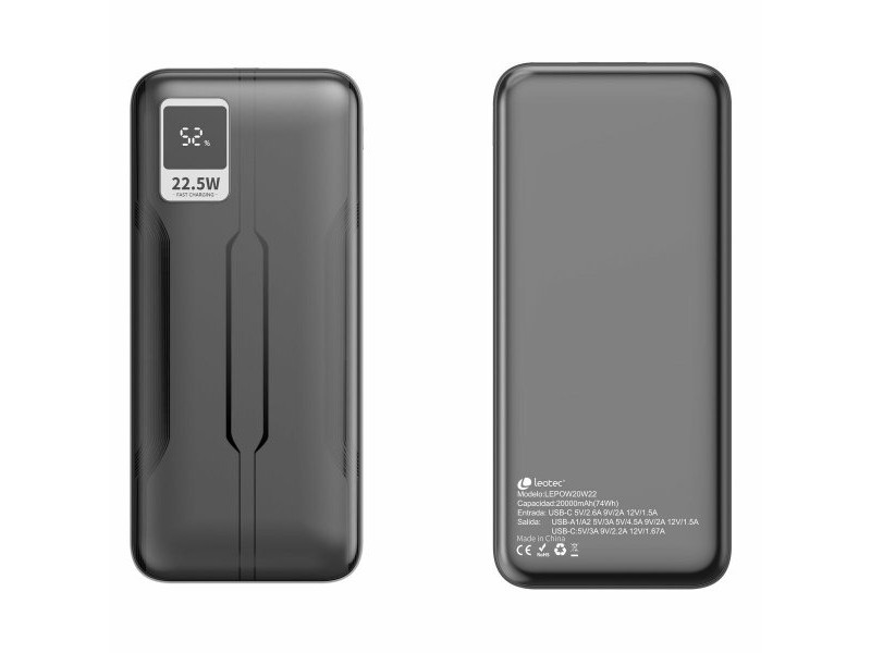 Powerbank LEOTEC LEPOW20W22K Черен 20000 mAh Powerbank LEOTEC LEPOW20W22K Черен 20000 mAh