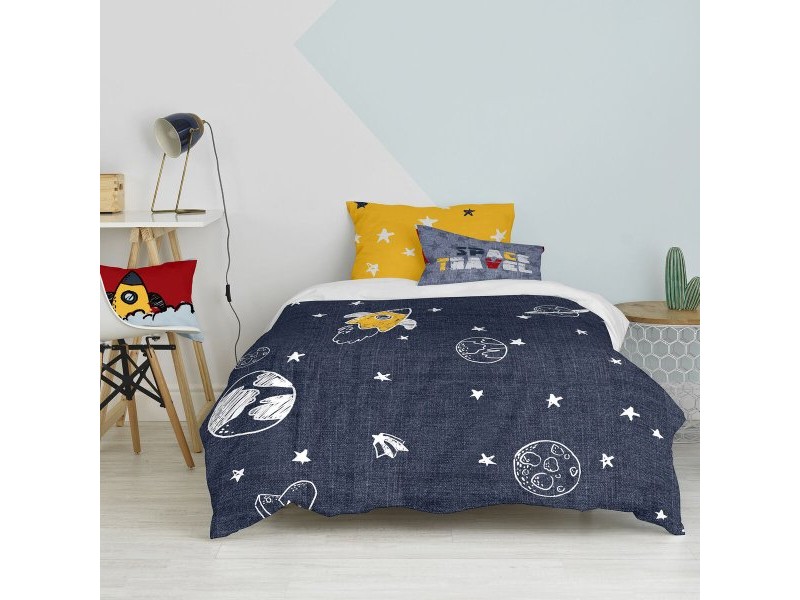 Комплект покривка за завивка HappyFriday Mr Fox Starspace  Многоцветен 80 легло 2 Части