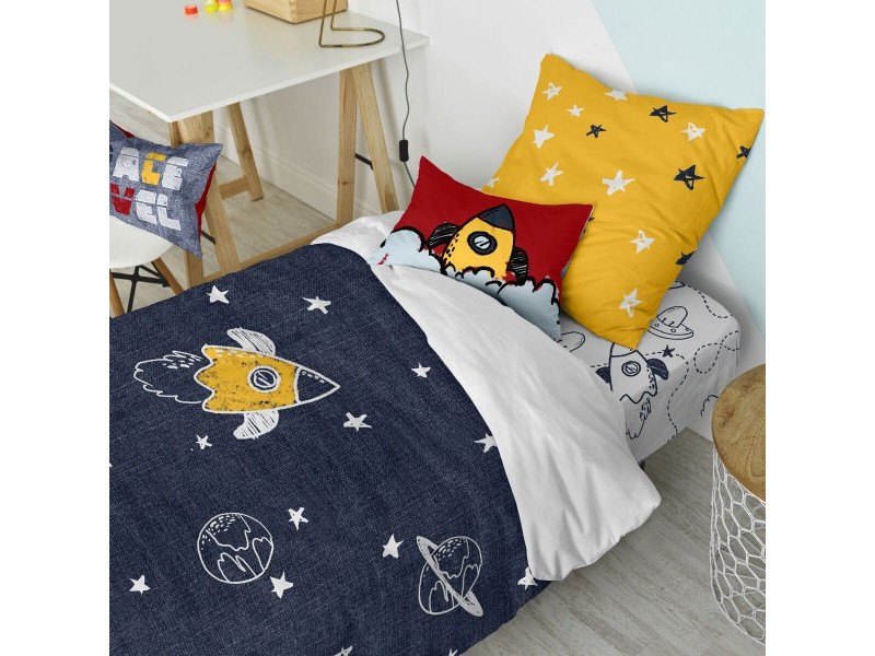 Комплект покривка за завивка HappyFriday Mr Fox Starspace  Многоцветен 80 легло 2 Части