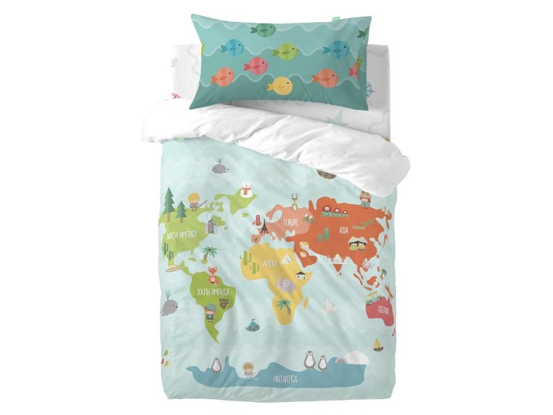 Комплект покривка за завивка HappyFriday Happynois World Map Многоцветен Бебешко Креватче 2 Части