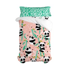 Комплект покривка за завивка HappyFriday Moshi Moshi Panda Garden Розов 105 легло 2 Части