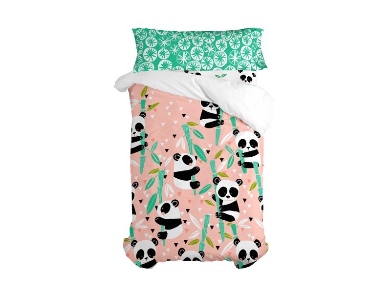 Комплект покривка за завивка HappyFriday Moshi Moshi Panda Garden Розов 105 легло 2 Части