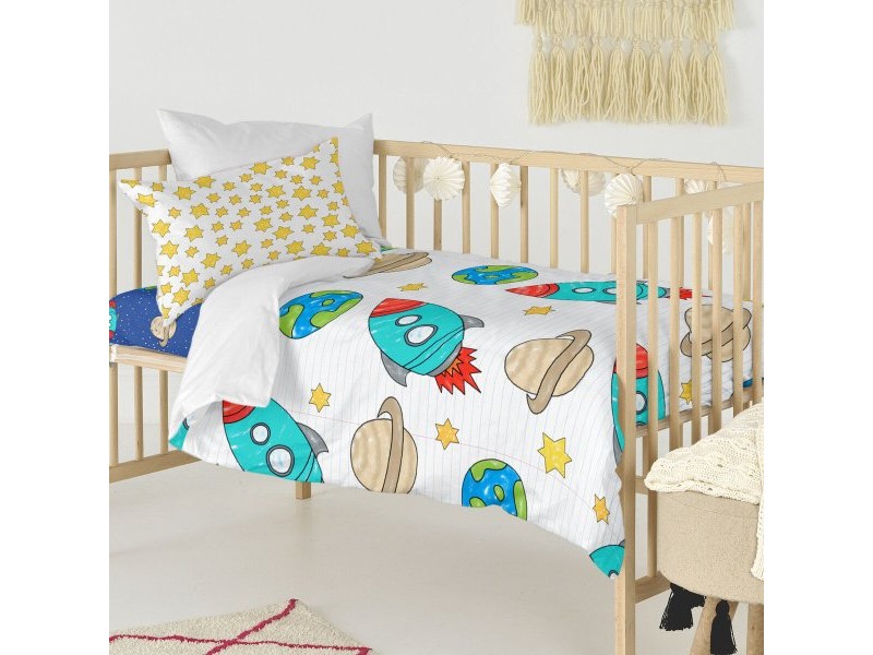 Комплект покривка за завивка HappyFriday Mr Fox Space rocket Многоцветен Бебешко Креватче 2 Части