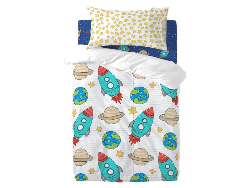 Комплект покривка за завивка HappyFriday Mr Fox Space rocket Многоцветен Бебешко Креватче 2 Части