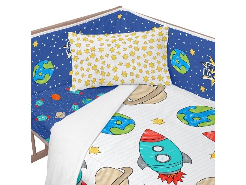 Протектор за ясла HappyFriday Mr Fox Space rocket  Многоцветен 210 x 40 cm