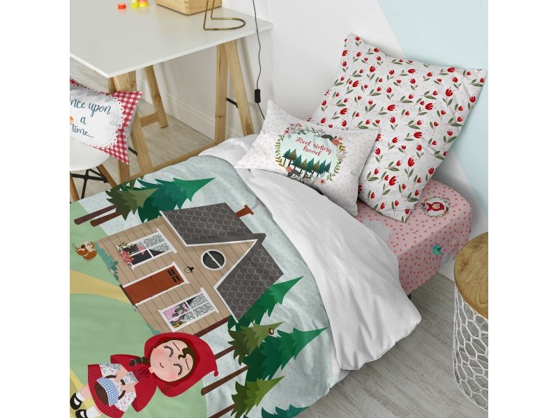 Комплект покривка за завивка HappyFriday Mr Fox Red riding hood  Многоцветен 80 легло 2 Части