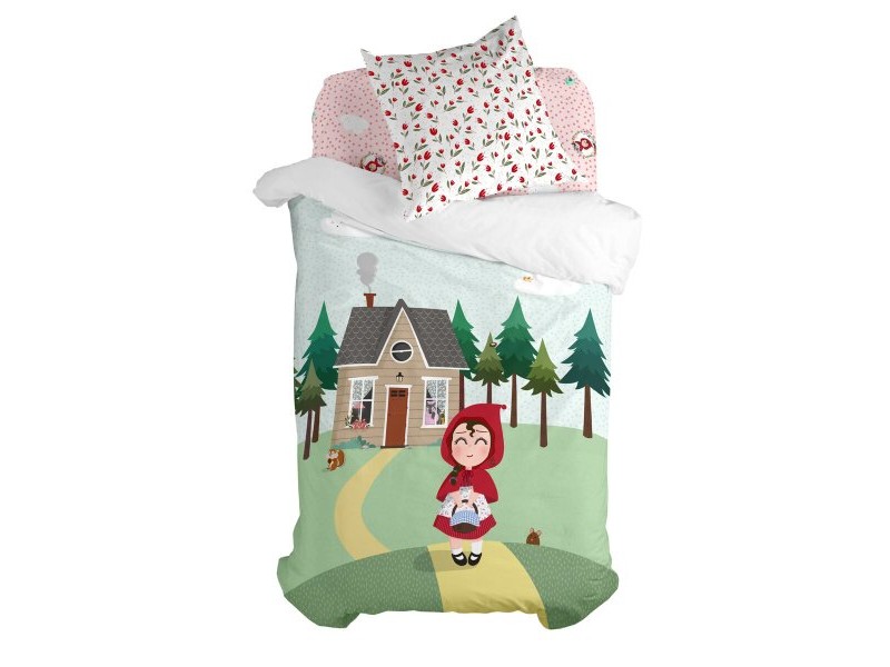 Комплект покривка за завивка HappyFriday Mr Fox Red riding hood  Многоцветен 80 легло 2 Части