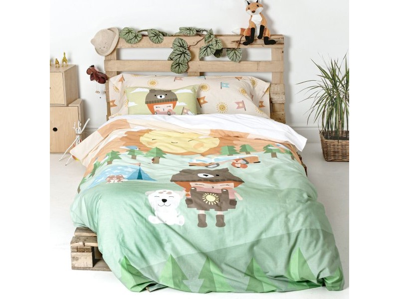 Комплект покривка за завивка HappyFriday Happynois Camping Многоцветен 105 легло 2 Части