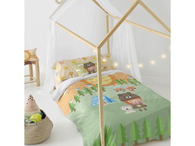 Комплект покривка за завивка HappyFriday Happynois Camping Многоцветен 105 легло 2 Части