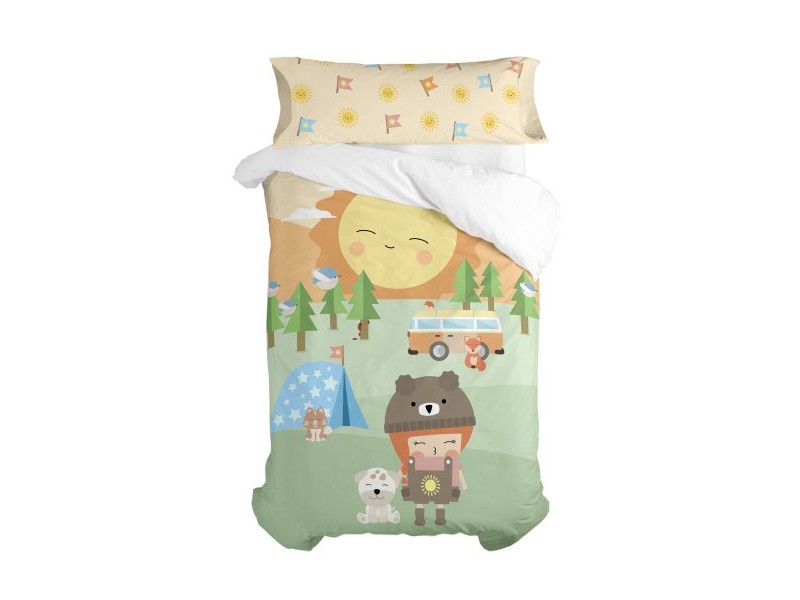 Комплект покривка за завивка HappyFriday Happynois Camping Многоцветен 105 легло 2 Части
