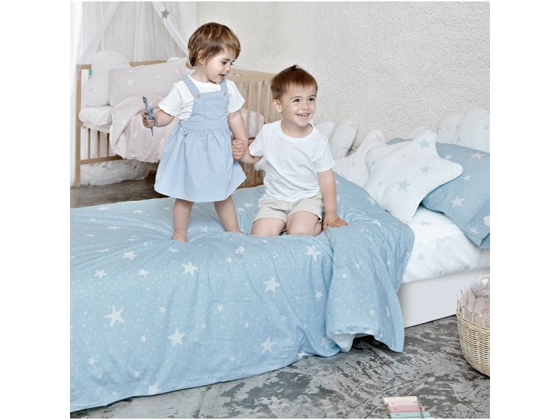 Комплект покривка за завивка HappyFriday Basic Kids Син 80/90 легло 2 Части