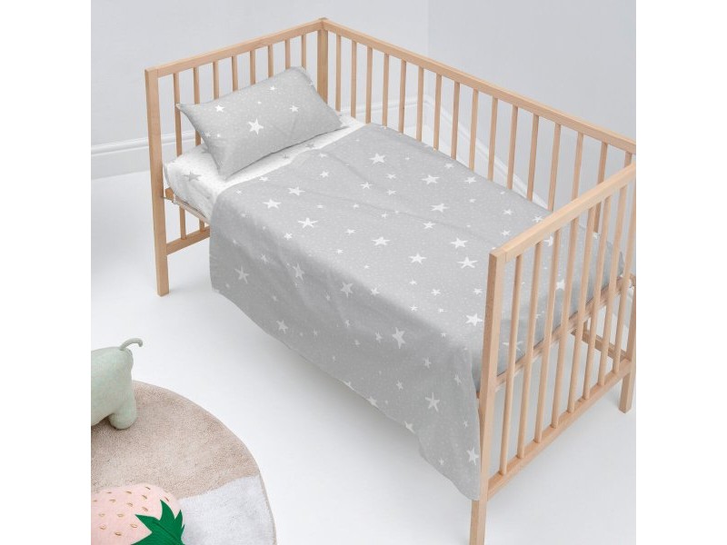 Комплект Чаршафи HappyFriday Basic Kids Little star Сив Бебешко Креватче 2 Части